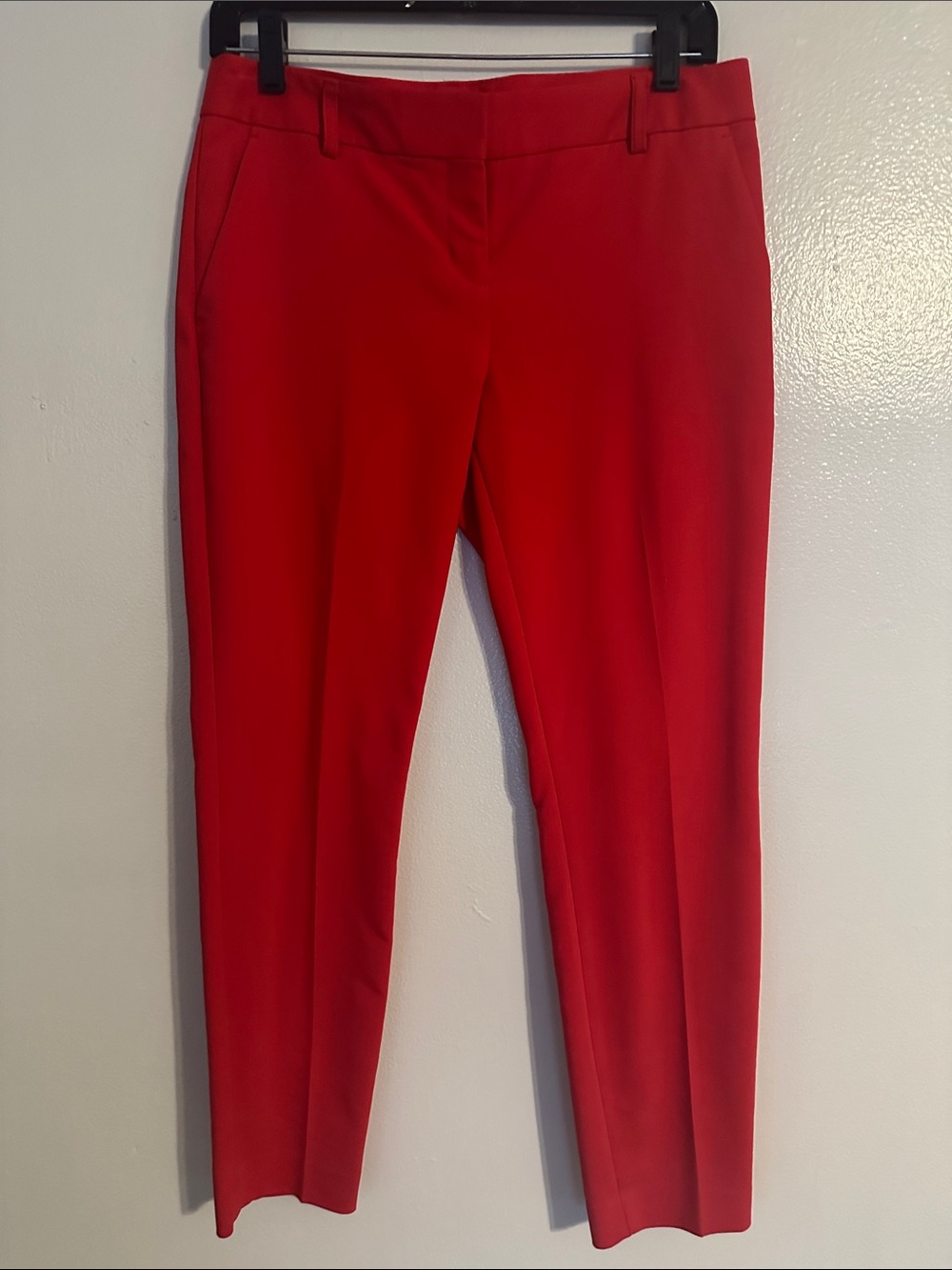 Express Vibrant Red Cropped Slim Dress Pants